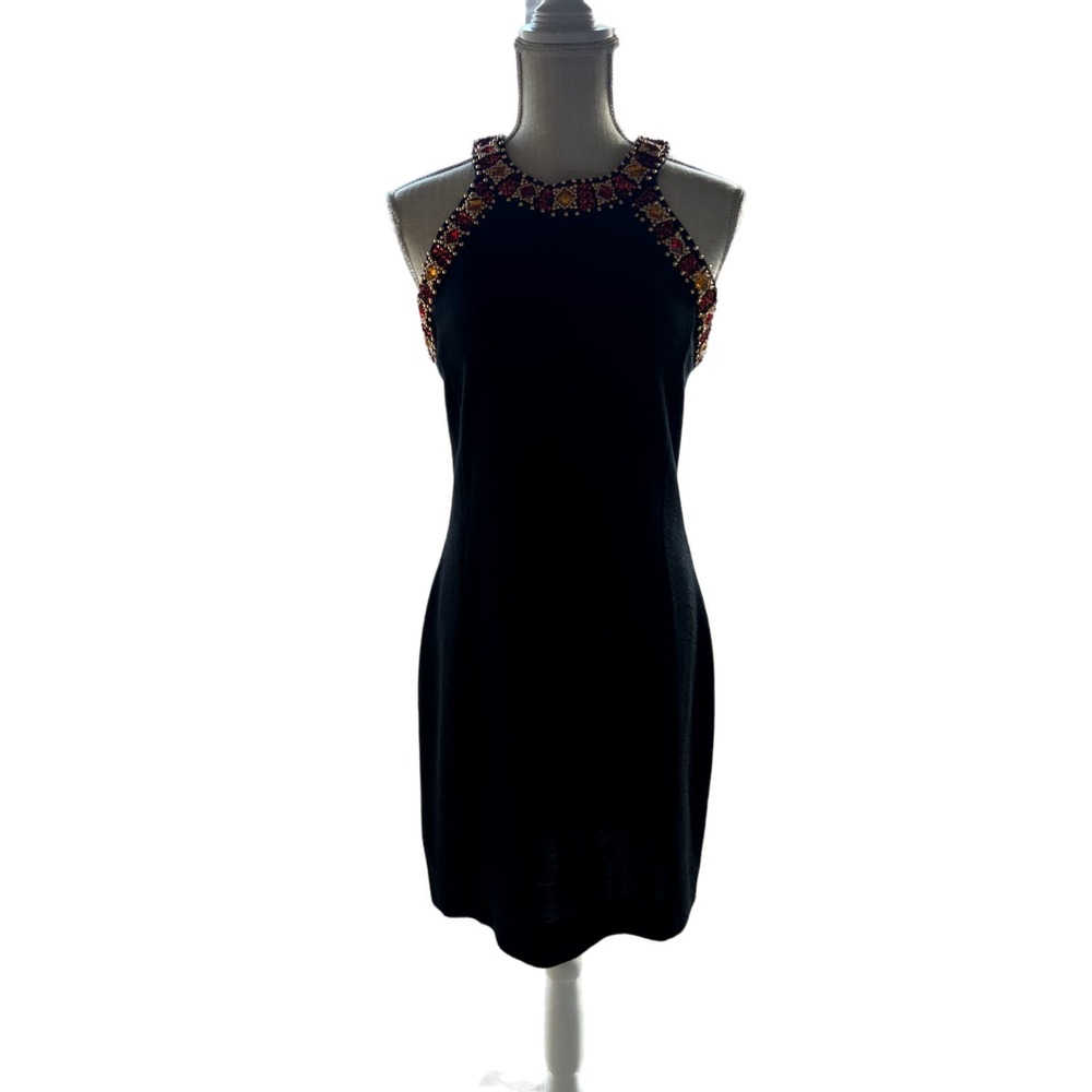 VTG Sleeveless Black Gem Cocktail Dress